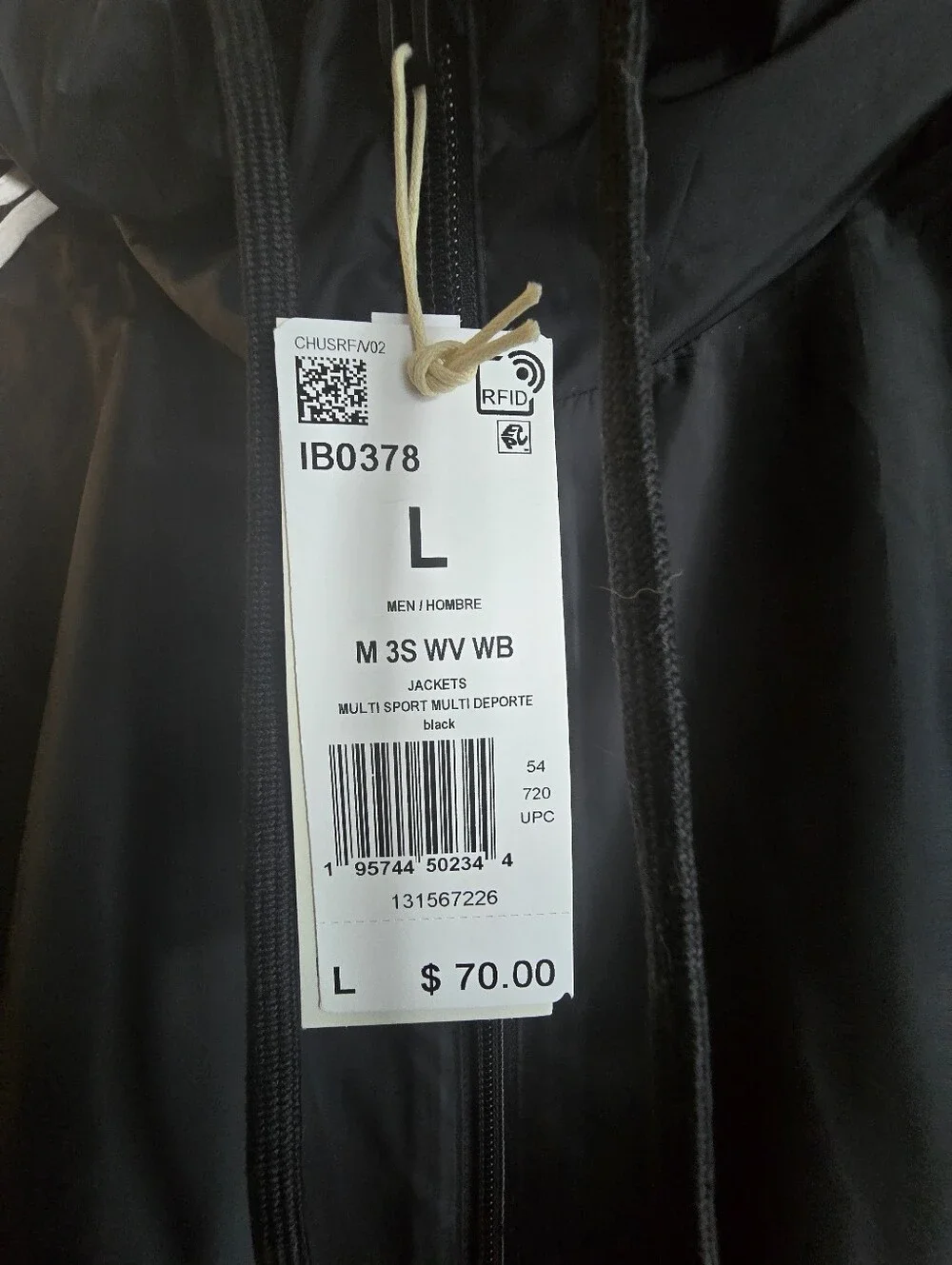 adidas Black Multi Sport Windbreaker Mens Size L